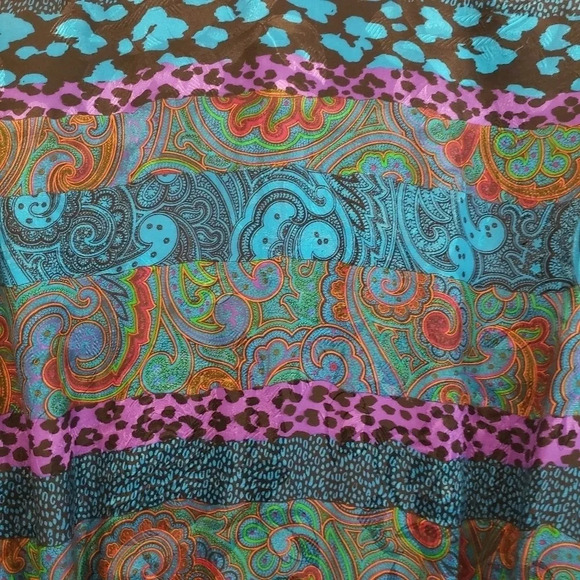 Louis Feraud 100% Silk Vintage Maxi Dress Long Sleeve Colorful Size US 12 - Picture 5 of 17